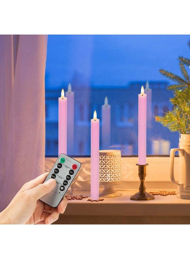 AFINETH Flameless Taper Candles with Rmote, 3 Pack Led Candles Flickering Candlesticks, Electric Candles for Home, Wedding, Party Decor, Pink - Image 3