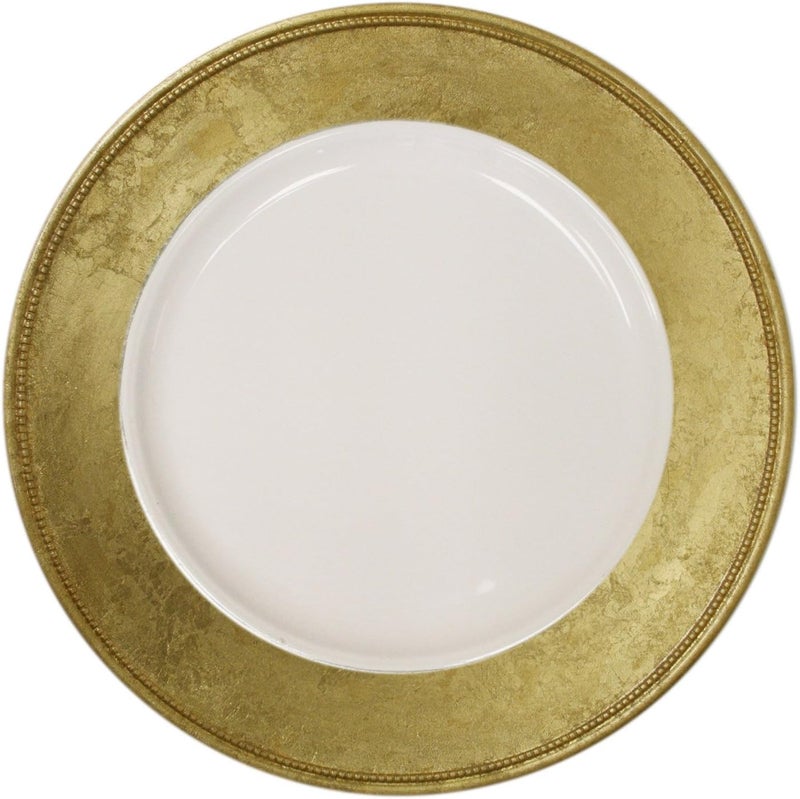 Charge It by Jay Leaf Charger Plate 13 Decorative Melamine Service Plate for Home Professional Dining Perfect for Upscale Events Dinner Parties Weddings Banquets Catering 1 Piece Gold