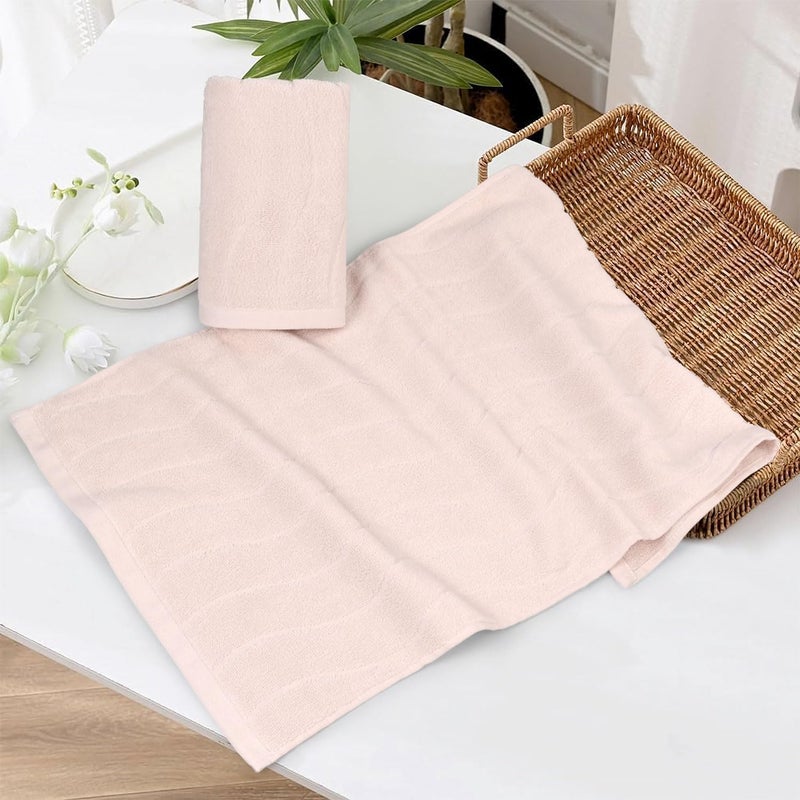 Jacquotha 2-Piece Hand Towels for Bathroom with Wavy Striped Jacquard, Premium Quick Dry Spa Face Towels 13"x29", Blush Pink - Image 3
