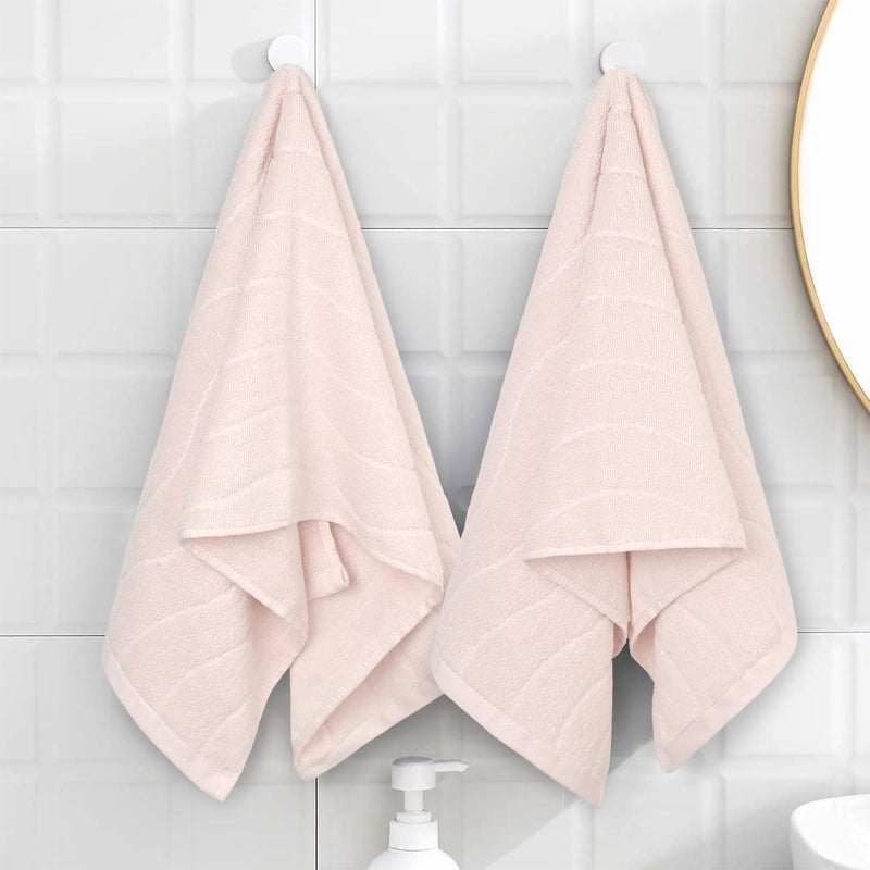 Jacquotha 2-Piece Hand Towels for Bathroom with Wavy Striped Jacquard, Premium Quick Dry Spa Face Towels 13"x29", Blush Pink - Image 5