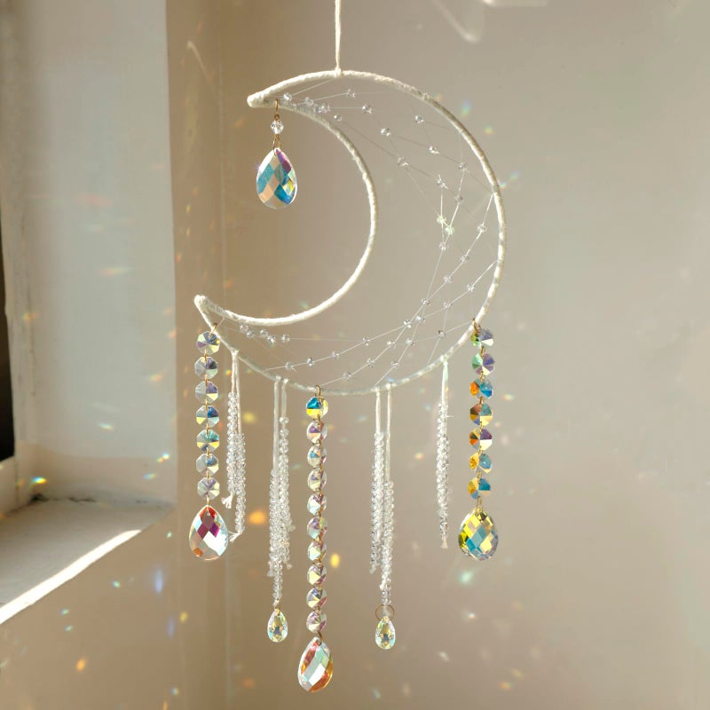 أرتي ليدي Artilady Dream Catchers مع كريستالات - كبير أبيض بوهو القمر حلم الماسك جدار ديكور ديكورات المنزل للمنزل الفتيات الأطفال غرفة نوم ديكور عيد الميلاد عيد الميلاد في سن المراهقة فتاة الأولاد الهدايا - Image 1