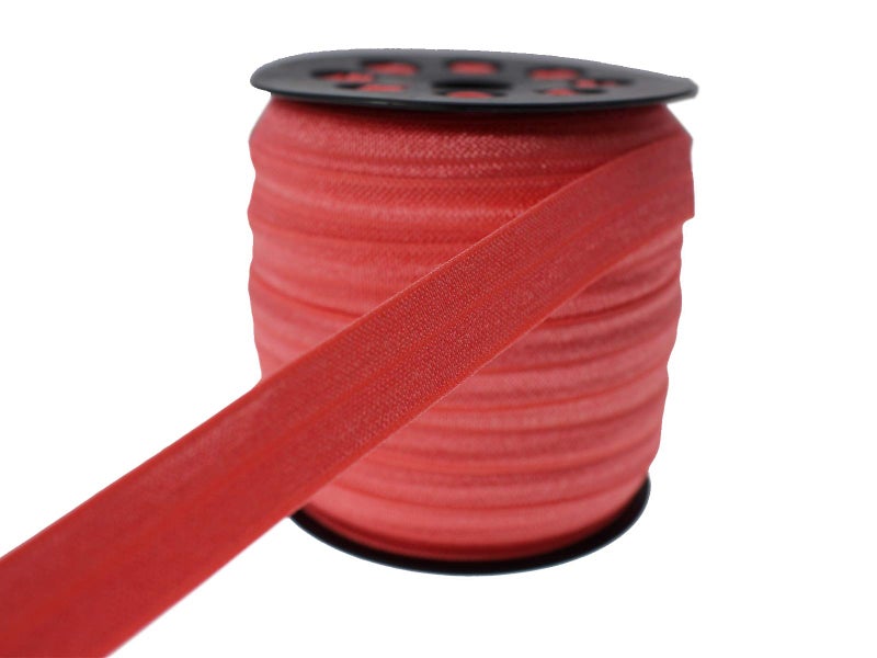 JESEP Watermelon Red Fold Over Elastic 5/8 inch 15mm Elastic Bands for Sewing 40 Yards Wide Elastic Headbands Stretchy Ribbon for Crafts-Elastic Straps Trim for Girls Hair Ties-Bow-DIY Projects-Clothes - Image 1