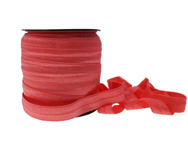 JESEP Watermelon Red Fold Over Elastic 5/8 inch 15mm Elastic Bands for Sewing 40 Yards Wide Elastic Headbands Stretchy Ribbon for Crafts-Elastic Straps Trim for Girls Hair Ties-Bow-DIY Projects-Clothes - Image 2