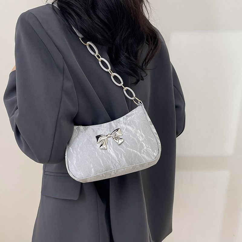 Underarm Bag Women'S 2024 Style Western Style Shoulder Bag Internet Popular Popular Fashion Bow Chain Bag - Image 5