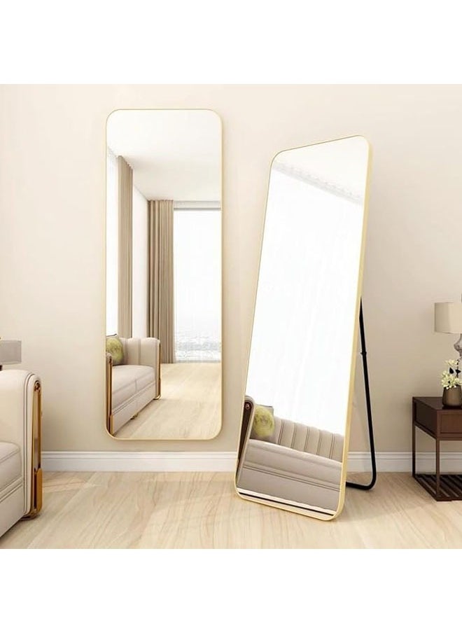 Arabest Full Length Mirror Floor Mirrors with Aluminum Alloy Frame Free-Standing Leaning Large Bedroom Dressing Mirror, Full Body Mirror with Stand for Living Room,Bedroom Glass Gold 155x45cm,  - Image 1