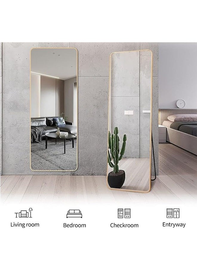 Arabest Full Length Mirror Floor Mirrors with Aluminum Alloy Frame Free-Standing Leaning Large Bedroom Dressing Mirror, Full Body Mirror with Stand for Living Room,Bedroom Glass Gold 155x45cm,  - Image 4