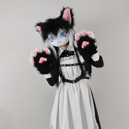 SMILETERNITY SMILETERNIT Animal Head Cat Fursuit Cut Mask Halloween Masquerade Cosplay Costume Props Purple - Image 2