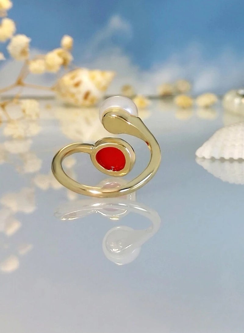 إيكوال خاتم نسائي فاخر مطلي باللون الذهبي بمقاس موحد - Image 3