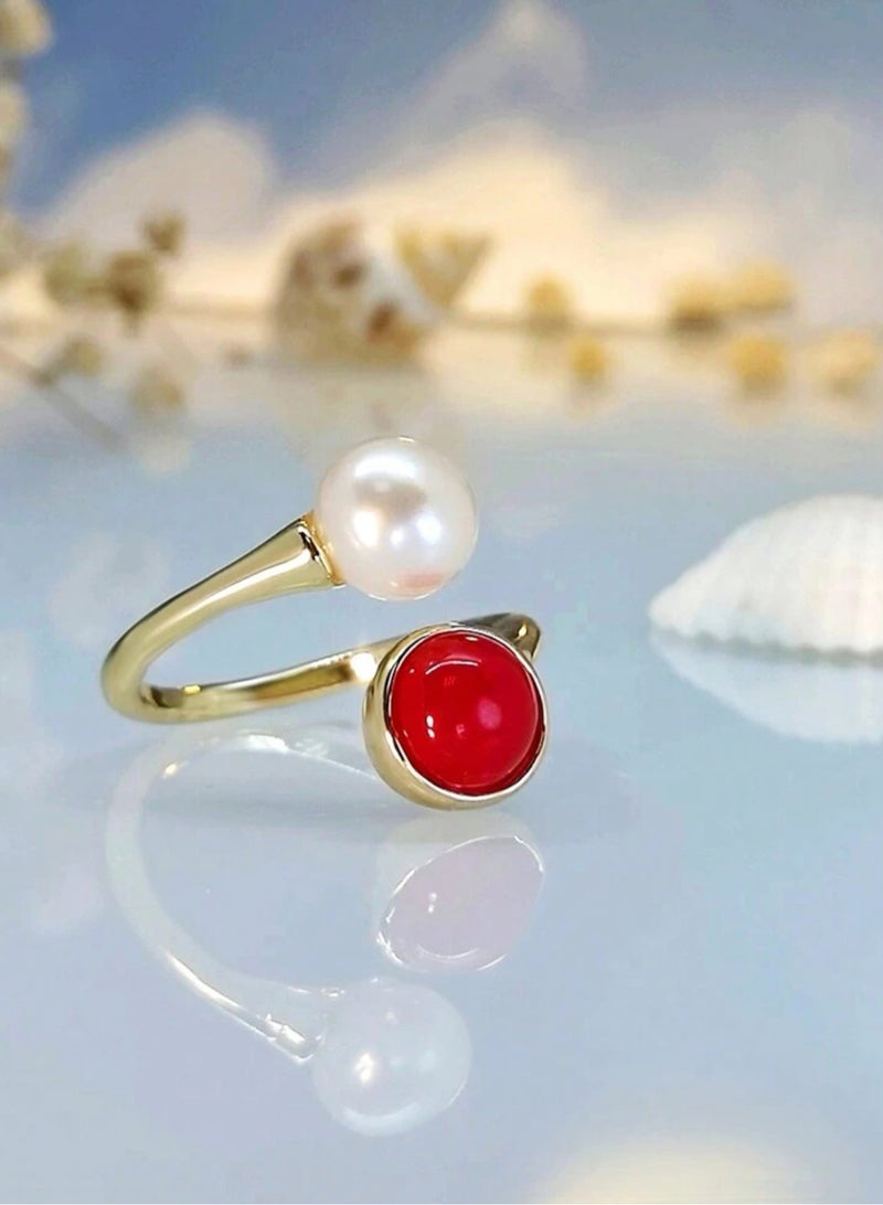 إيكوال خاتم نسائي فاخر مطلي باللون الذهبي بمقاس موحد - Image 4