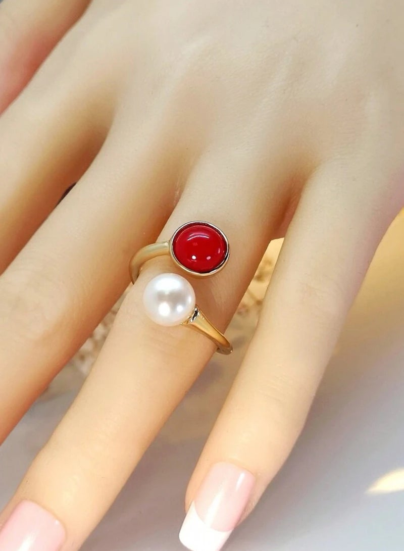 إيكوال خاتم نسائي فاخر مطلي باللون الذهبي بمقاس موحد - Image 1