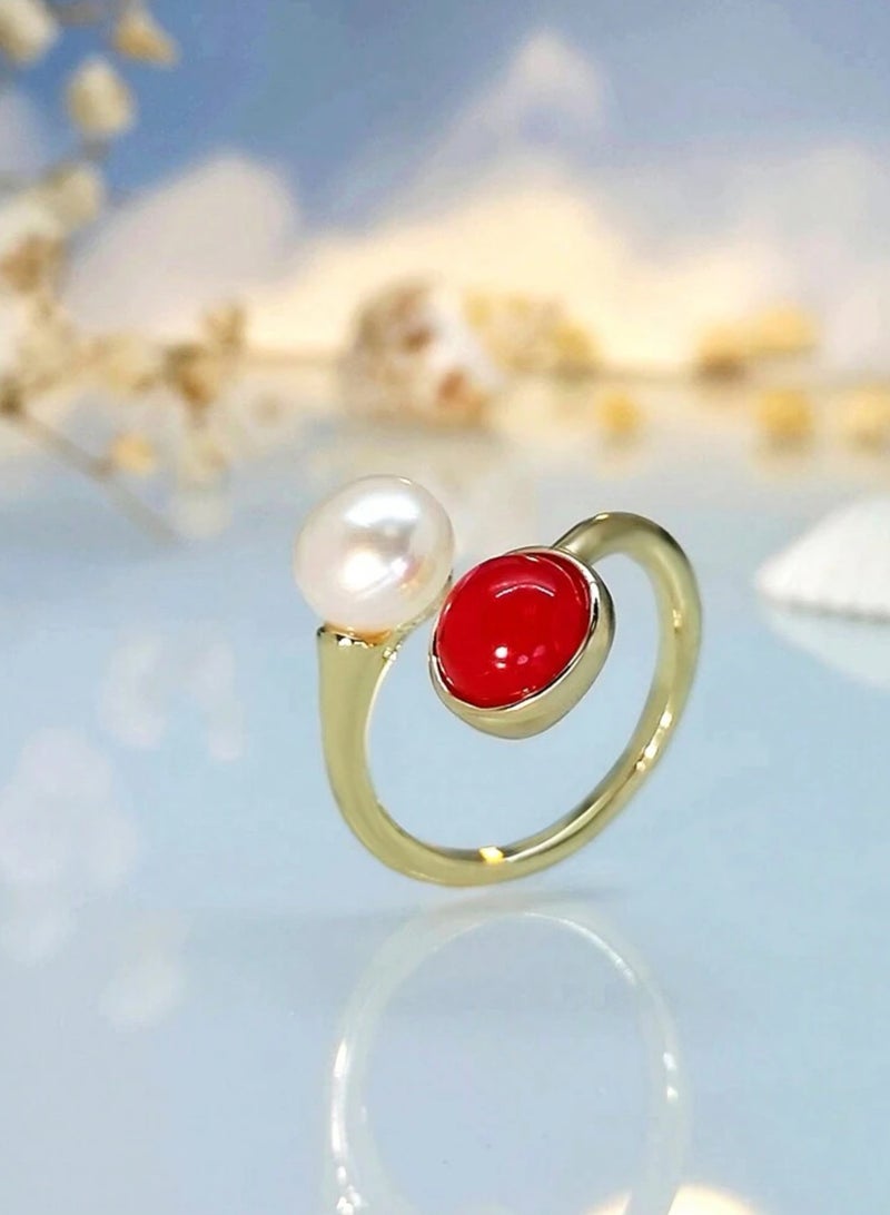 إيكوال خاتم نسائي فاخر مطلي باللون الذهبي بمقاس موحد - Image 2