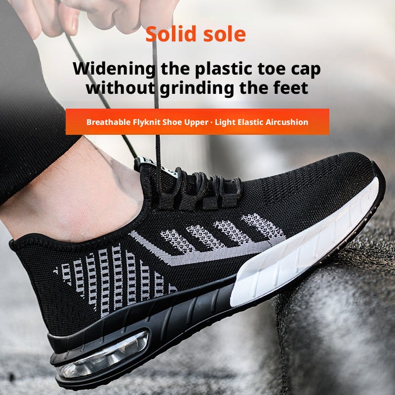 Low Top Safety Work Shoes For Men Lace Up Shock Absorbing Anti Slip Wear Resistant Industrial Protective Footwear With Steel Toe Cap - Image 1