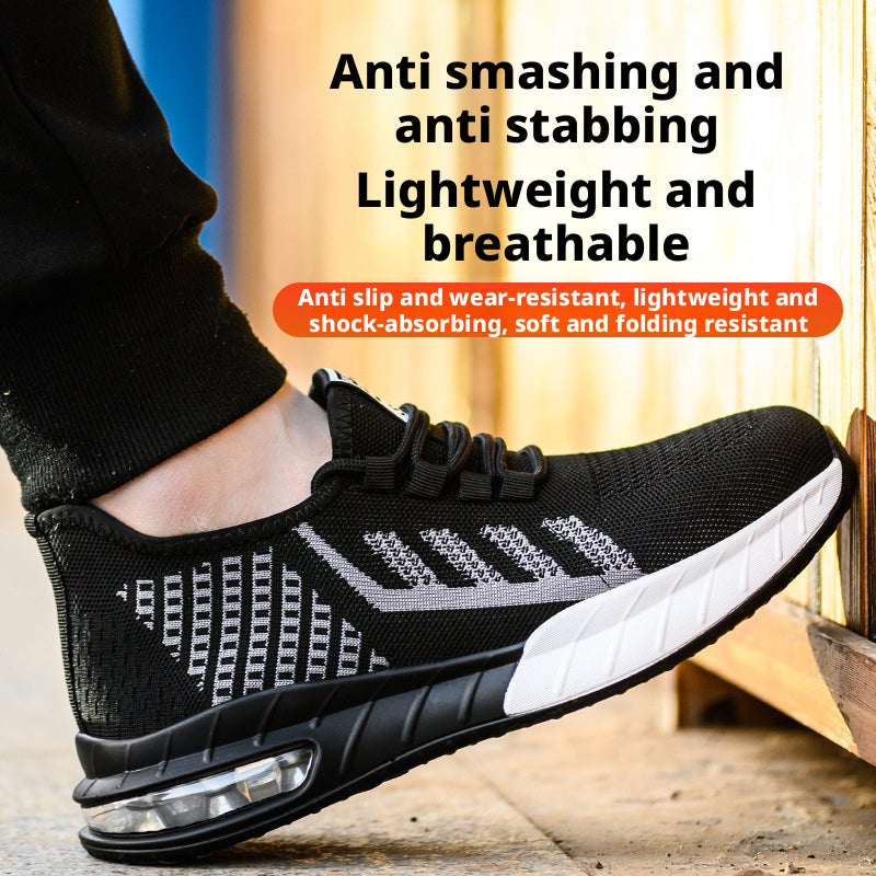 Low Top Safety Work Shoes For Men Lace Up Shock Absorbing Anti Slip Wear Resistant Industrial Protective Footwear With Steel Toe Cap - Image 3