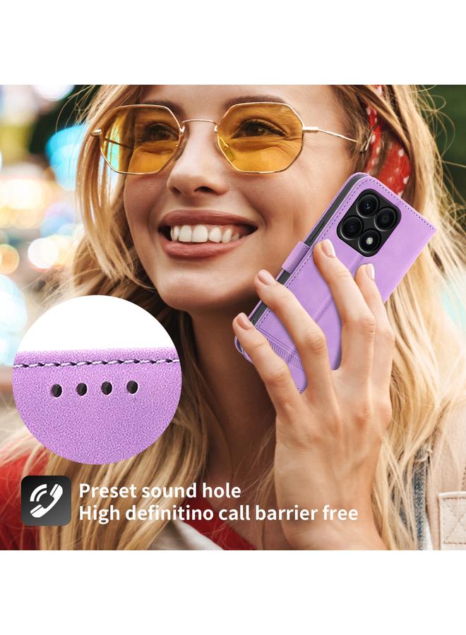 جرين تايجر جراب لهاتف Honor X8a 4G Dierfeng Dream Line مصنوع من جلد البولي يوريثان الهجين - Image 5