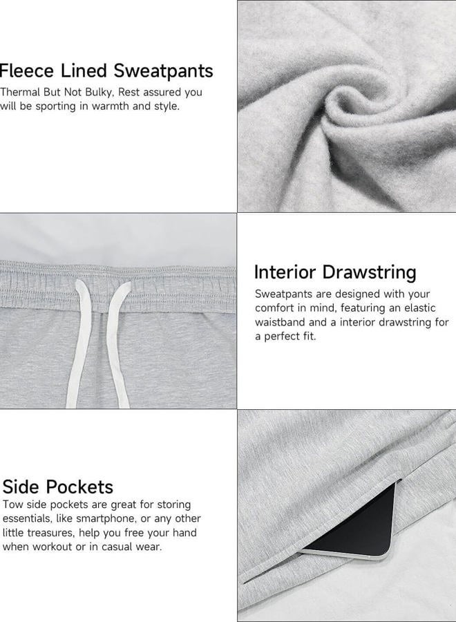 HeSaYep Women's Fleece Lined Sweatpants Wide Leg Thermal Winter Warm Baggy Sweat Pants with Pockets, Coffee, M - Image 4