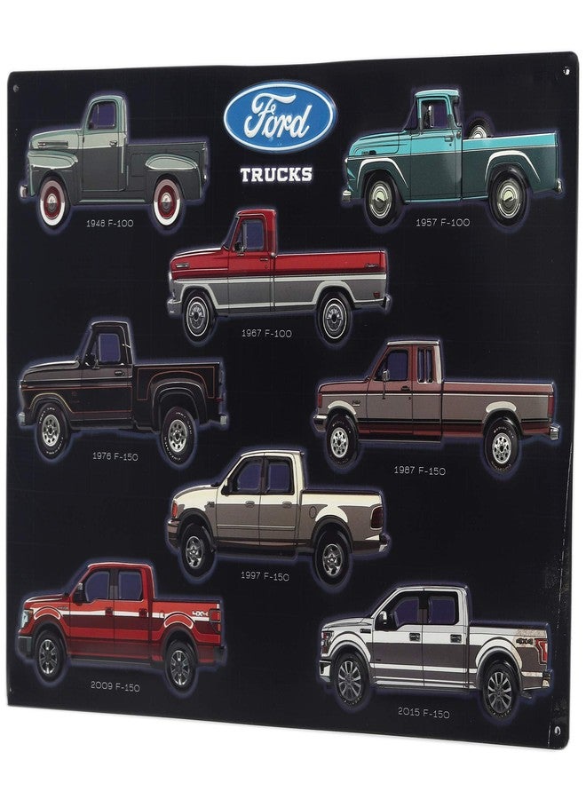 Open Road Brands Ford Trucks Collage Embossed Metal Sign - Vintage Ford Wall Art for Man Cave or Garage - Image 2
