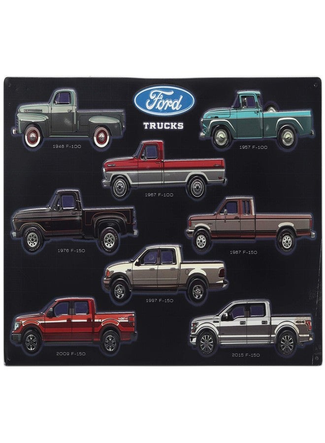 Open Road Brands Ford Trucks Collage Embossed Metal Sign - Vintage Ford Wall Art for Man Cave or Garage - Image 1
