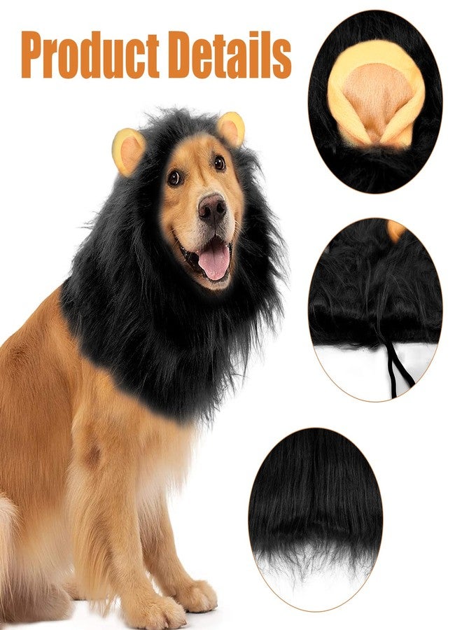 Kreyfer Dog Lion Mane Costume - Realistic Mane with Ears for Medium to Large Sized Dogs, Pet Halloween Costumes Birthday Party Cosplay Apparel - Image 3