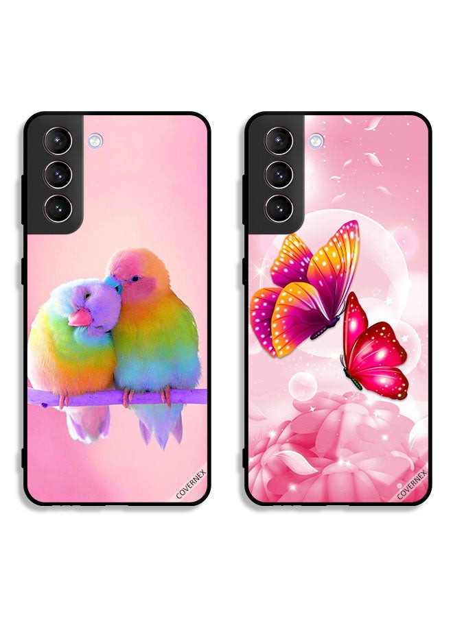 Covernex Two Cases For Samsung Galaxy S21 FE 5G Protective Covers Cute Birds and Cute Butterflies  - Image 1