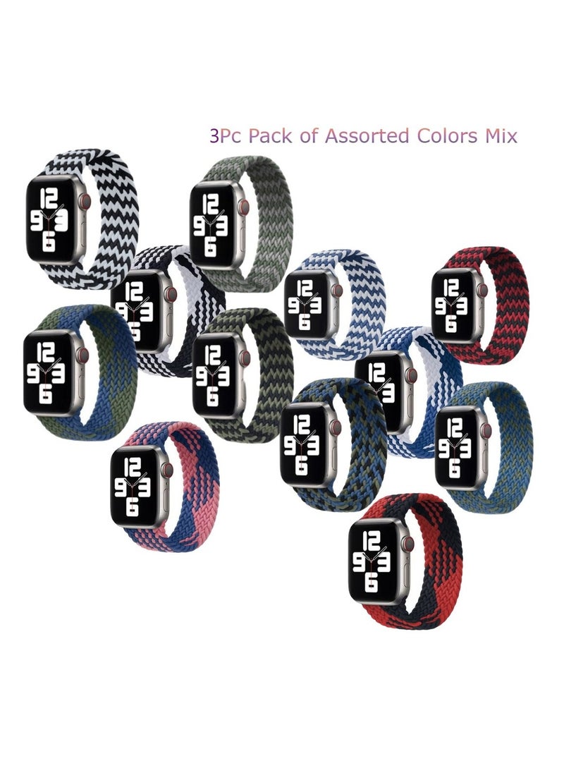 TWEGGON 3Pc Set Nylon Braided Solo Loop Band for Apple Watch All Series Compatible with 42mm(Series 10)/41mm/40mm/38mm (Medium Size)  - Image 1