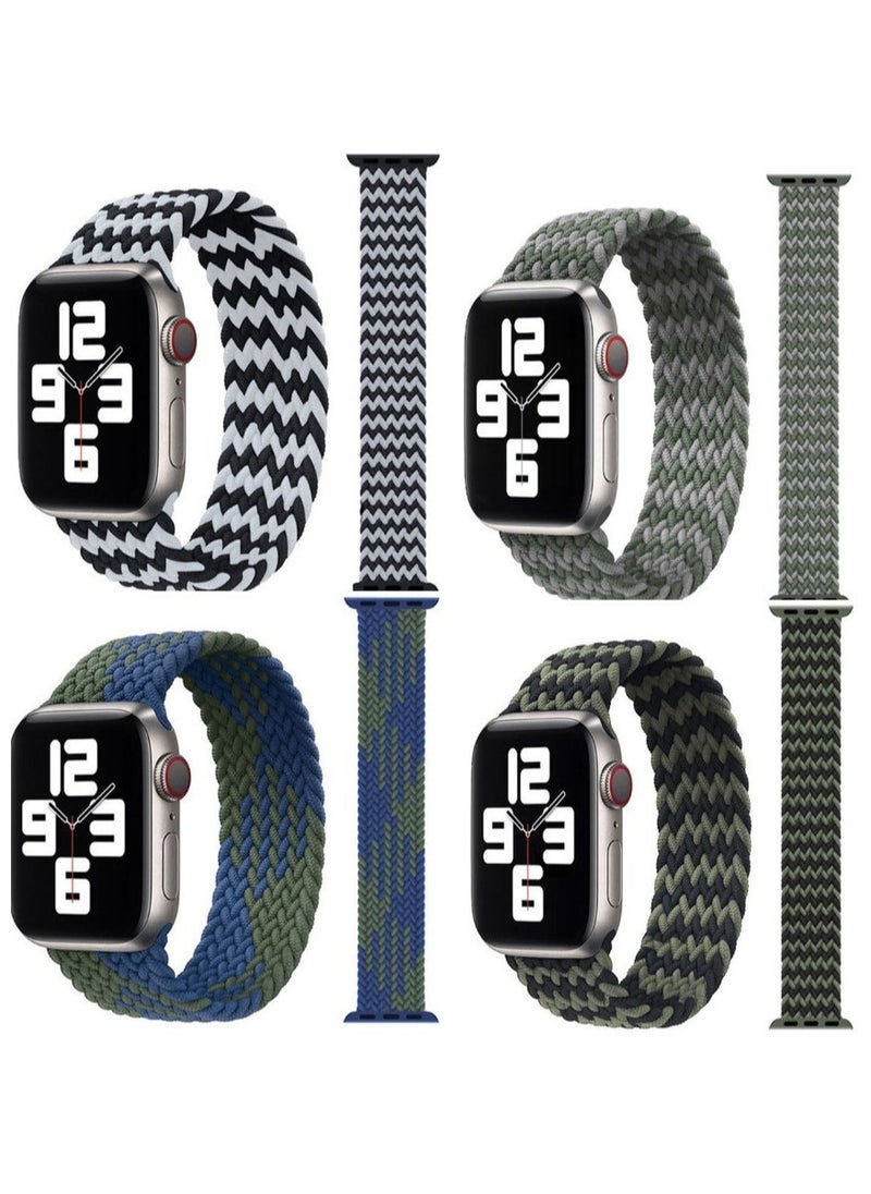 TWEGGON 3Pc Set Nylon Braided Solo Loop Band for Apple Watch All Series Compatible with 42mm(Series 10)/41mm/40mm/38mm (Medium Size)  - Image 2