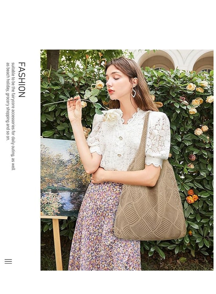 SYOSI Crochet Bags for Women Summer Beach Tote Bag Aesthetic Tote Bag Hippie Bag Knit Bag - Image 3