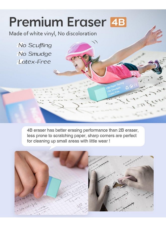Nicpro 6Pcs Pastel Mechanical Pencil Set, 0.5 & 0.7 Mm With 6 Tubes Hb Lead Refill, 3Pcs Eraser And 9Pcs Eraser Refill For Student Writing Drafing, Drawing, Sketching-With Cute Case - Image 4