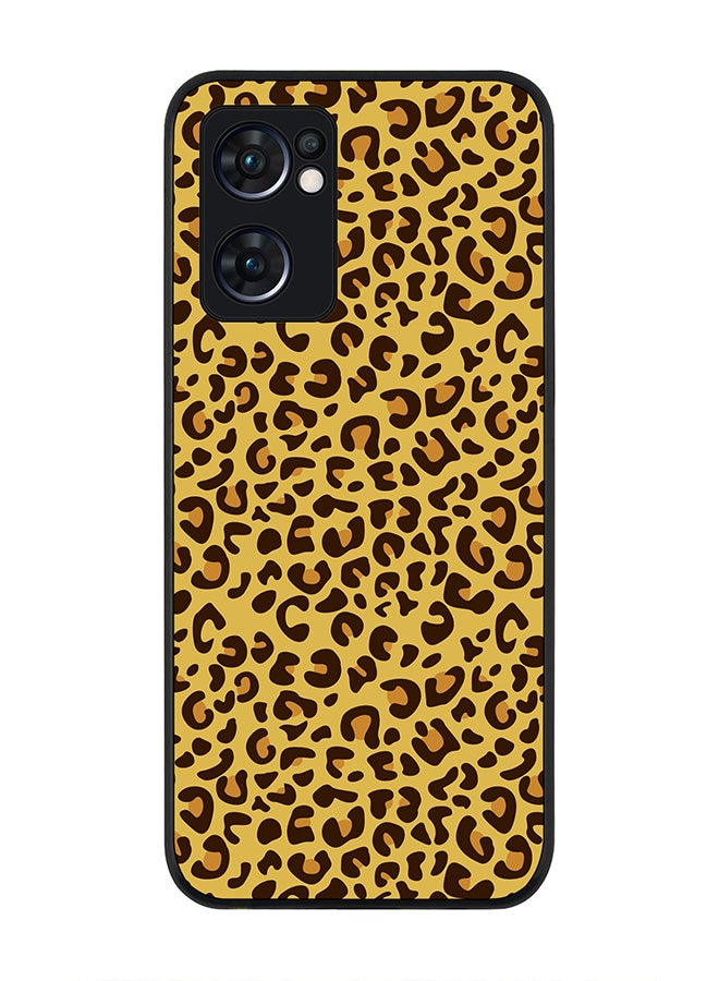 Stylizedd Rugged Black edge case for Oppo Find X5 Lite, Slim fit Soft Case Flexible Cover - Leopard Skin Print - Image 1