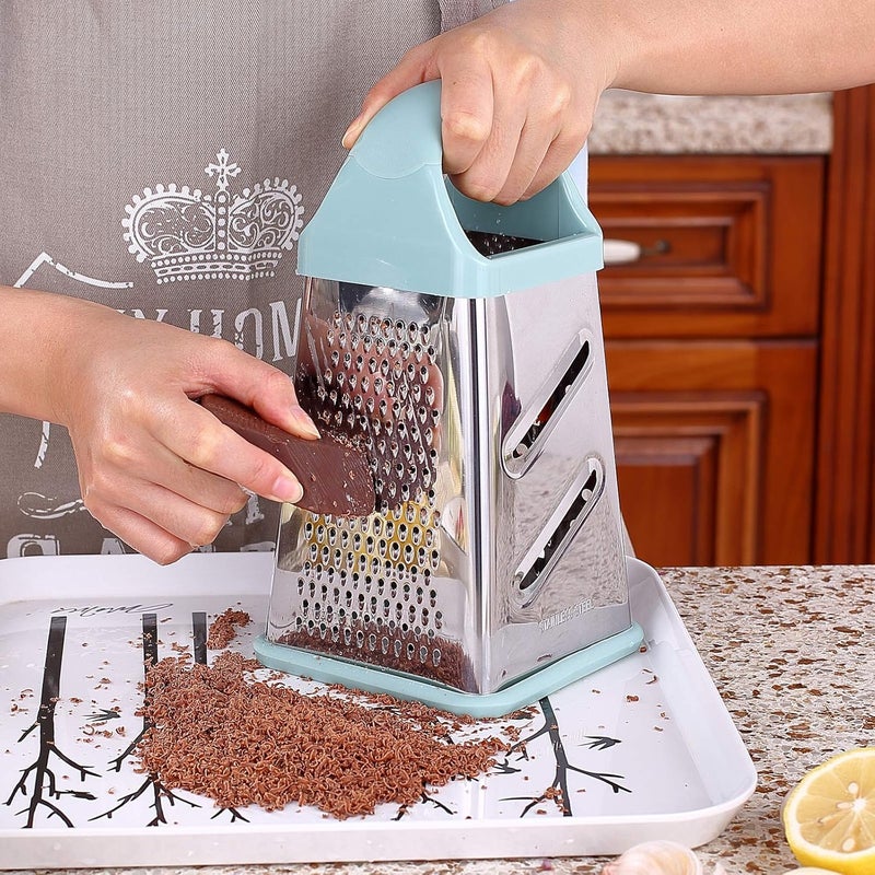 GUANCI Professional Box Grater with Cleaning Brush 4Sided Stainless Steel Large 10inch Grater for Parmesan Cheese Ginger Vegetablesfruits chocolate nuts and more - Image 5