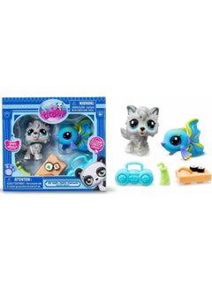 Littlest Pet Shop Minis 2-Piece Figure Set S1 S00005264 20&24 Wolf and Fish  - Image 1