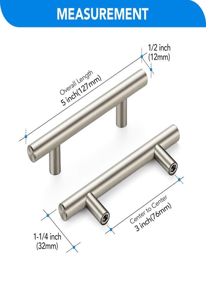HOME EDIT Brushed Nickel Cabinet Handles 3 Inch Hole Spacing Stainless Steel Drawer Pulls for Cabinets, Dresser, Bathroom 30 Pack - Image 2