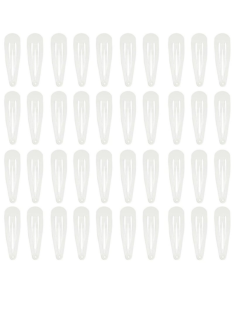 100Piece Non-Slip Hair Snap Clip Set White 6CM  - Image 1