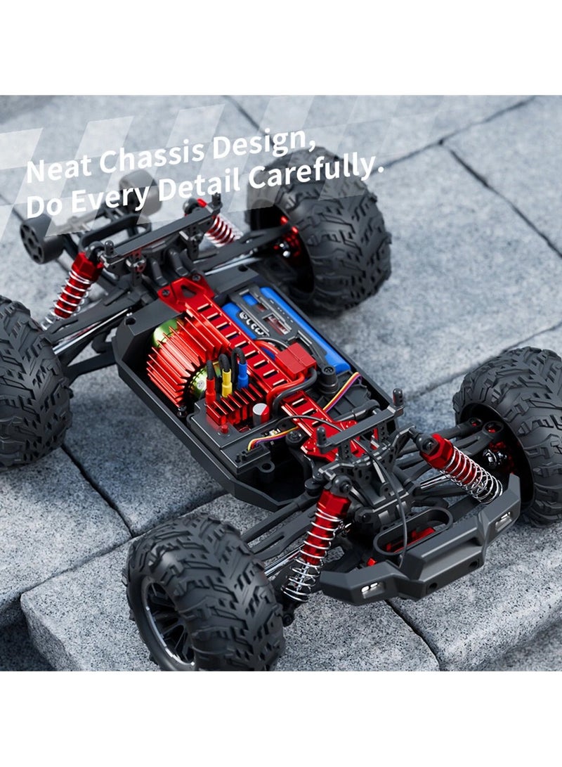 Wild Storm HW-8810 High-Speed RC Car | 1:16 Scale Brushless Off-Road Vehicle | 50km/h | 4WD | Waterproof | Metal Parts | LED Lights | Remote Control Car for Kids & Adults | All-Terrain Racing (Red)  - Image 5
