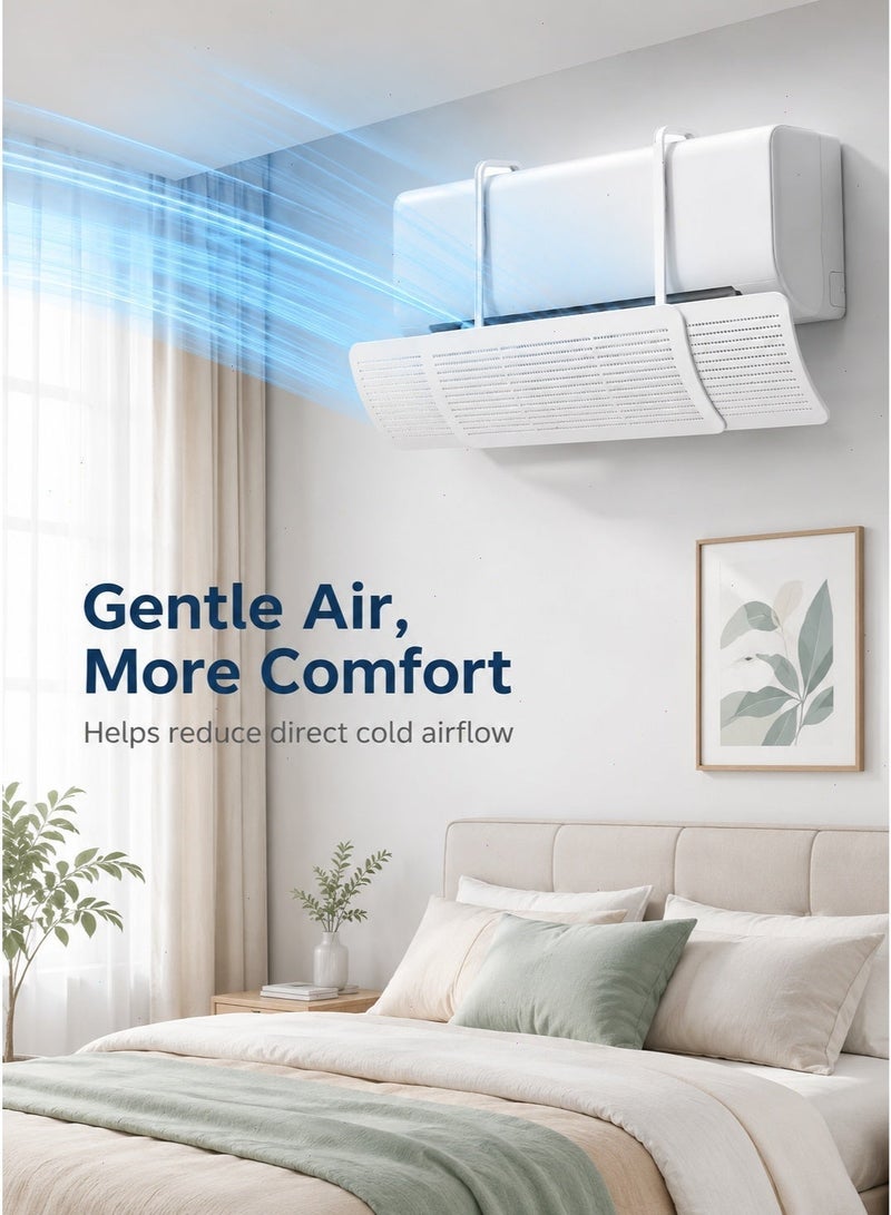 Split Air Conditioner Deflector, No Drilling Easy Installation, Adjustable Size AC Vent Deflector, Universal Wind Shield Fits All Types of Wall Mounted Air Conditioners - Image 4