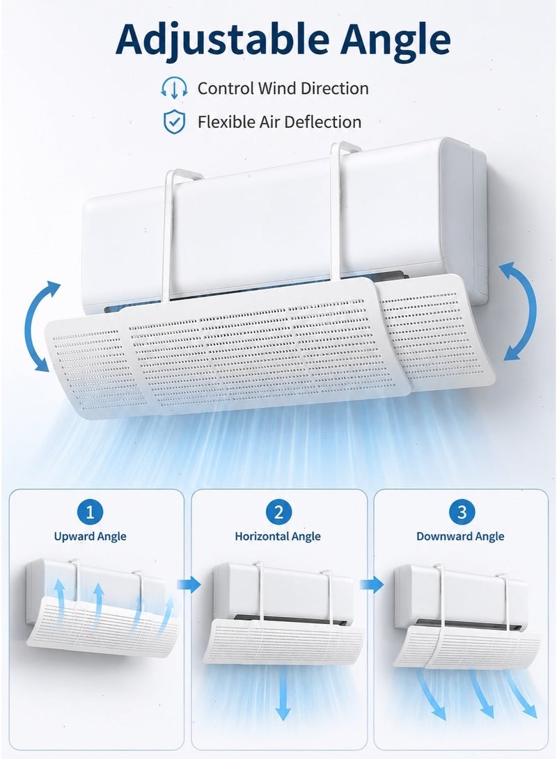 Split Air Conditioner Deflector, No Drilling Easy Installation, Adjustable Size AC Vent Deflector, Universal Wind Shield Fits All Types of Wall Mounted Air Conditioners - Image 5