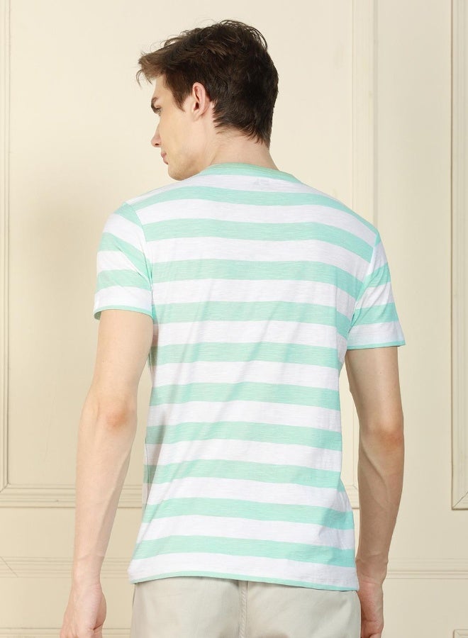 Dennis Lingo Regular Fit Light Blue Cotton Henley Neck T-Shirt  - Image 2