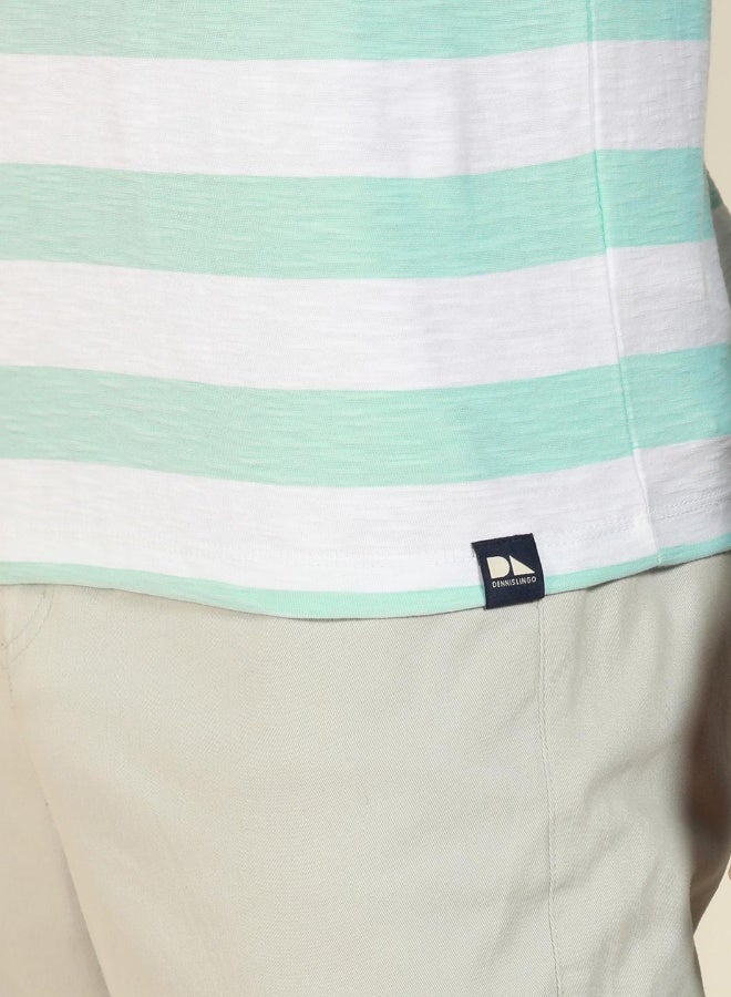 Dennis Lingo Regular Fit Light Blue Cotton Henley Neck T-Shirt  - Image 3