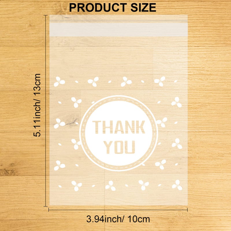 Konsait 100Count Thank You Cookie Candy Treat Bags Self-Adhesive Sweets Biscuit Dessert Plastic Bags Packaging Cellophane Gift Goody Bags for Bithday Summer Party Favors Supplies 3.9Ã—5.1inch - Image 2