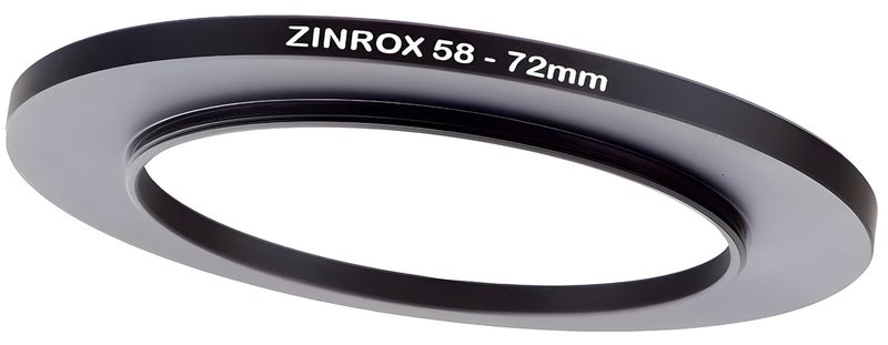 ZINROX 58-72mm Step Up Lens Filter Adapter Ring, Set of 1 Piece - Size : 58mm to 72mm Stepping Ring - Image 1