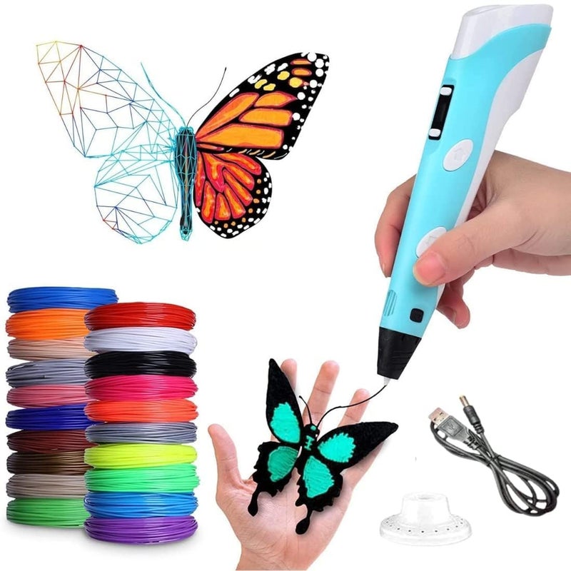 VikriDa Combo Set of 3D Pen, LCD Display with 10 Pcs 5 Metre +3 Pcs 5 Metre [ Total 65 Metre ] Different Color of Pla Filament Refills (1.75 Mm), Creative Modelling, Arts & Craft Kit - Multicolor. - Image 1