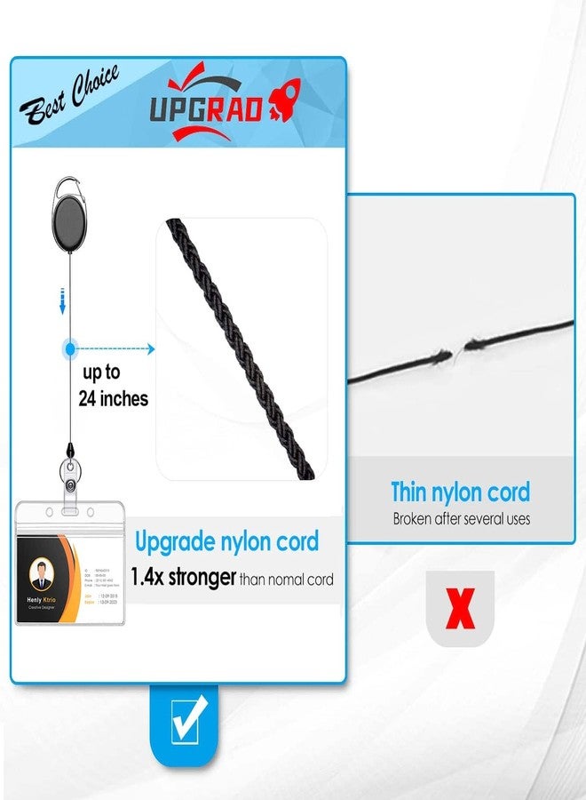 KTRIO 2 Pack Horizontal Retractable Badge Holder with Clip, ID Badge Holder with Carabiner Reel Clip with 24" Pull Cord - Image 3