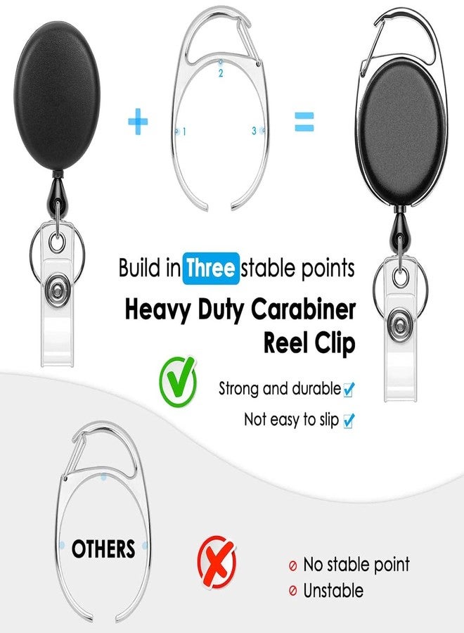 KTRIO 2 Pack Horizontal Retractable Badge Holder with Clip, ID Badge Holder with Carabiner Reel Clip with 24" Pull Cord - Image 2