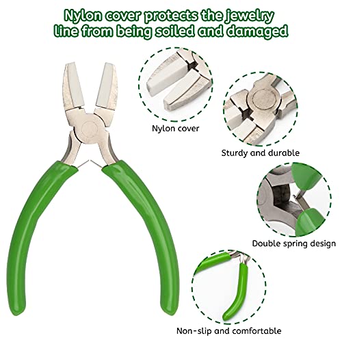 Anglekai Jewelry Making Nylon Pliers Sets, AngleKai 6 IN 1 Jewelry Bail Making Pliers and Nylon Jaw Flat Nose for Jump Ring (Green-Red) - Image 4