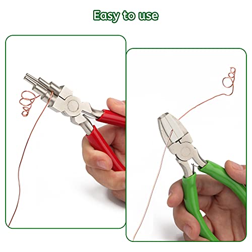 Anglekai Jewelry Making Nylon Pliers Sets, AngleKai 6 IN 1 Jewelry Bail Making Pliers and Nylon Jaw Flat Nose for Jump Ring (Green-Red) - Image 5