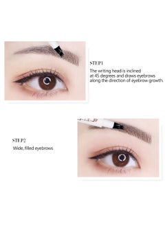 Music Flower Liquid Eyebrow Pen Eyebrow Pencil Waterproof Smudge Proof Long Lasting Fine Sketch Brow Pen with 4 Micro Fork Tip Liquid Tattoo Microblading Eyebrow Pen Brow Ink Gel Chestnut 01  - Image 4