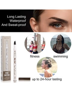 Music Flower Liquid Eyebrow Pen Eyebrow Pencil Waterproof Smudge Proof Long Lasting Fine Sketch Brow Pen with 4 Micro Fork Tip Liquid Tattoo Microblading Eyebrow Pen Brow Ink Gel Chestnut 01  - Image 5
