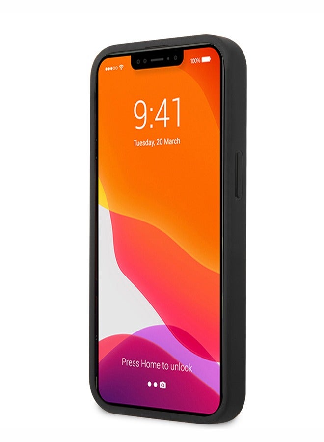 GUESS iPhone 13 Case 6.1inch PU Leather Back Cover Saffiano with Metal Logo Hot Stamp Stripes / Compatible with wireless chargers / Easy snap-on / Drop protection - Blue - Image 5