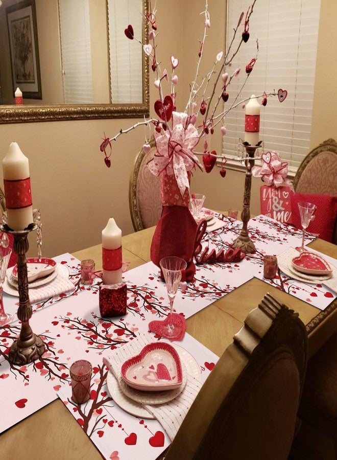 TweetyBed مفرش طاولة عيد الحب 70 بوصة، مفارش طاولة عيد الحب السعيد لغرفة الطعام، مفرش عشاء على شكل قلب وغصن شجرة، ديكور لحفلات الزفاف والذكرى السنوية - Image 3