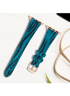 Vagave Apple Watch 10 42mm Compatible Women's Leather Band 10th Generation 42mm Compatible Blue Zebra Patterned Leather Band Women's Special Apple Watch Band Mother's Day Valentine's Day Gift  - Image 5