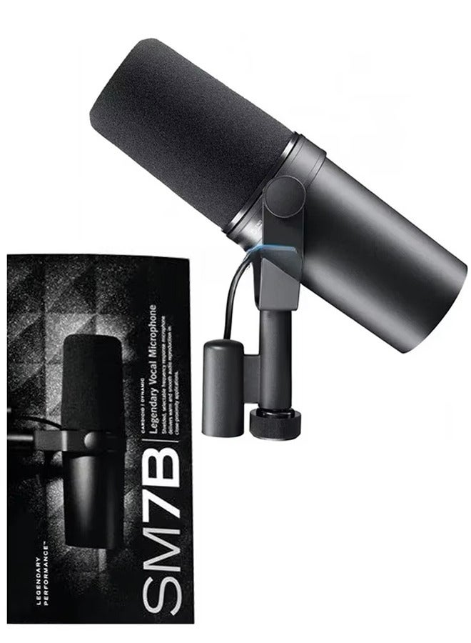 Shure SM7B, Cardioid Studio Microphone, Professional Vocal Recordings, Dynamic, Great for Live Streaming, PC Gaming & Podcast, Black  - Image 1